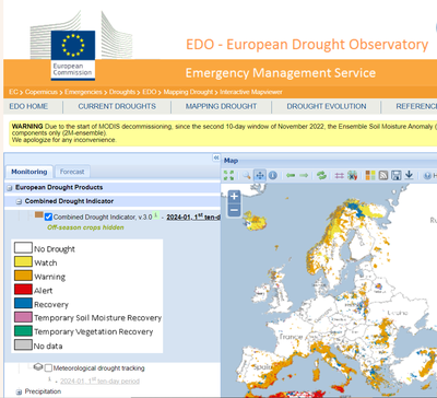 Combined Drought Indicator  of European Drought Observatory