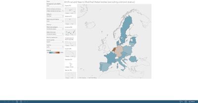 Surface water bodies: proportion of heavily modified and artificial water bodies, by country [map]