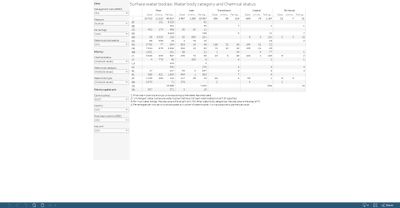 Surface water bodies: water body category and chemical status [table]