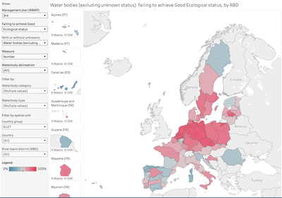 Surface water bodies failing to achieve good ecological or chemical status, by RBD [map]